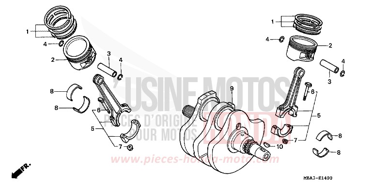 CRANKSHAFT/PISTON for Shadow Aero LIGHT CUPPER METALLIC-S (YR118K) from 1999